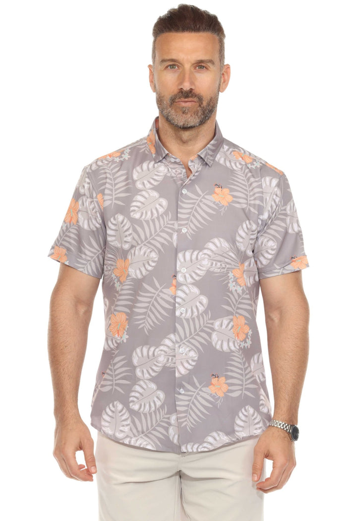 4-Way Stretch Tropical Bloom Short Sleeve Shirt