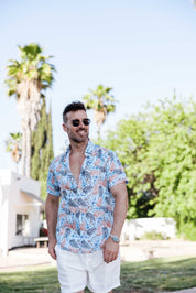 Mojito Lightweight Modern Multi Leaf Pattern Print Stretch Shirt