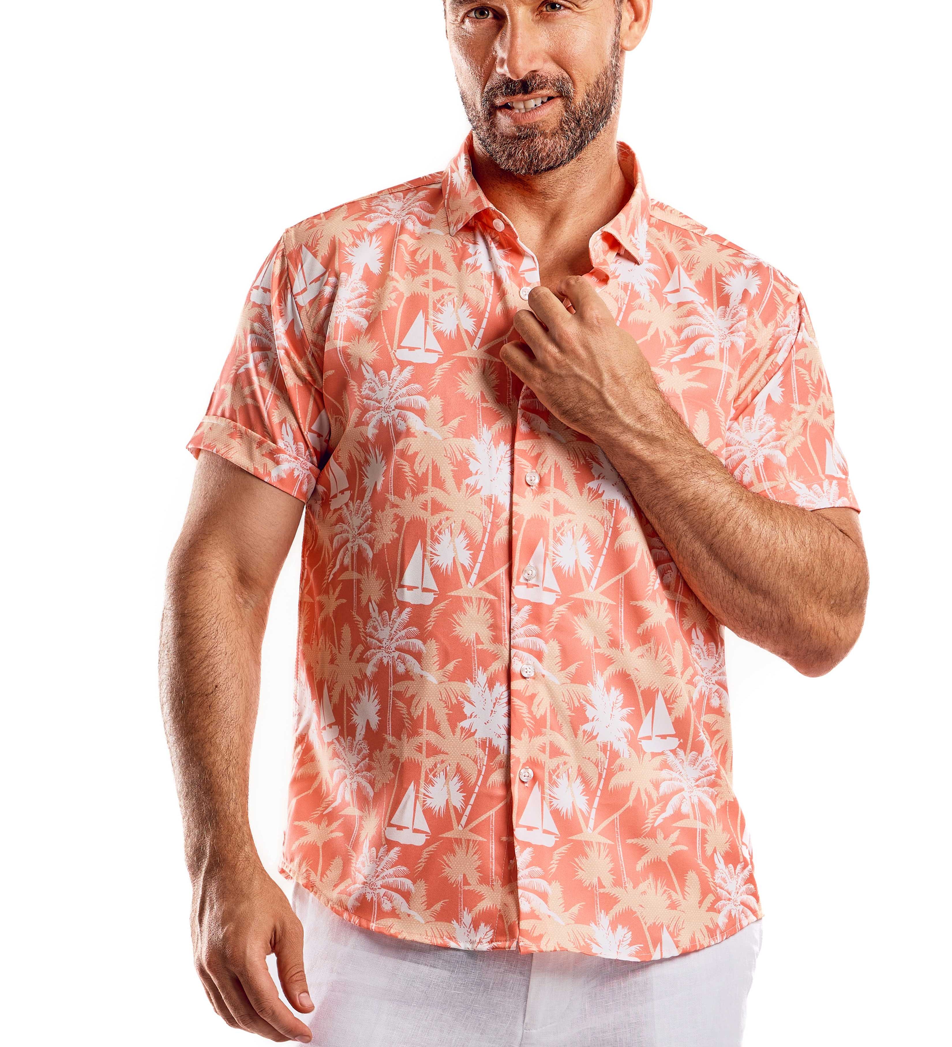 Stylish Print Poly 4 Way Stretch Shirt Short Sleeve