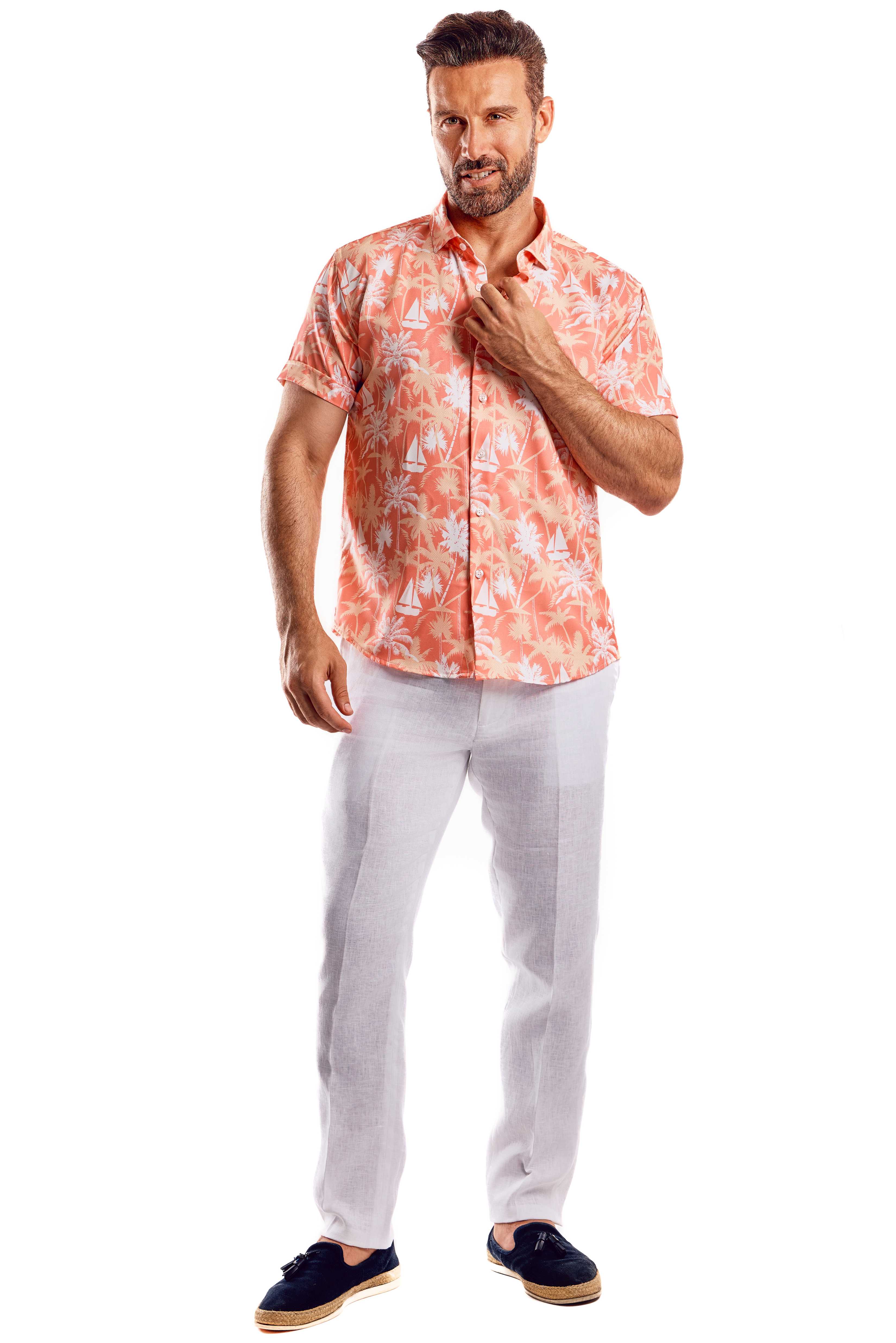 Stylish Print Poly 4 Way Stretch Shirt Short Sleeve