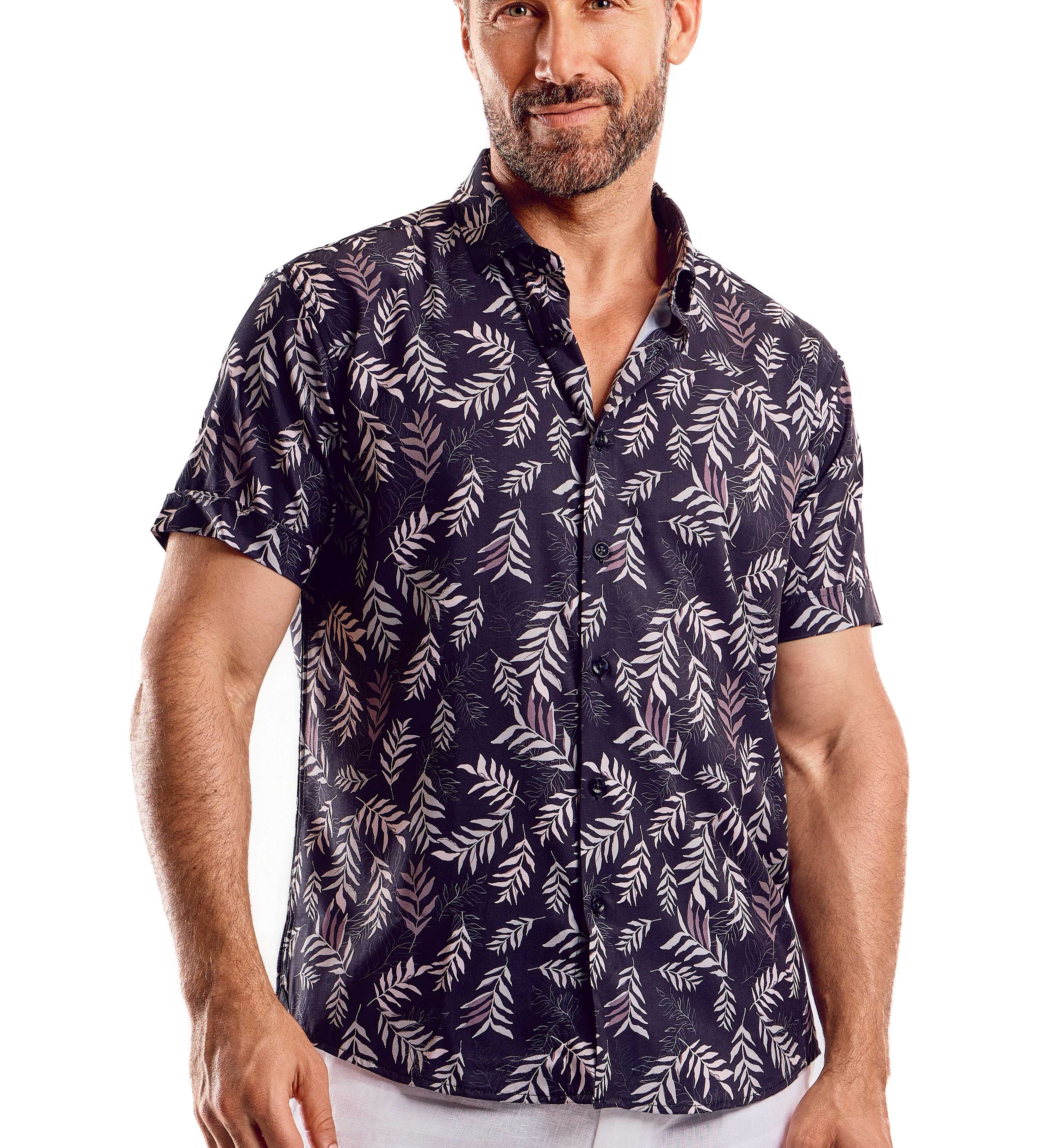 Stylish Print Poly 4 Way Stretch Shirt Short Sleeve