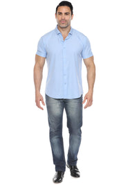 Casual Dress Shirt Solid Color 4 Way Stretch Short Sleeve