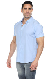 Casual Dress Shirt Solid Color 4 Way Stretch Short Sleeve