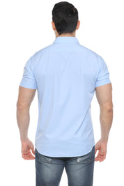 Casual Dress Shirt Solid Color 4 Way Stretch Short Sleeve