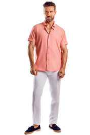 Casual Dress Shirt Solid Color 4 Way Stretch Short Sleeve