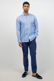 Linen Embroidered Dress Shirt Long Sleeve Ceremony