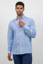 Linen Embroidered Dress Shirt Long Sleeve Ceremony