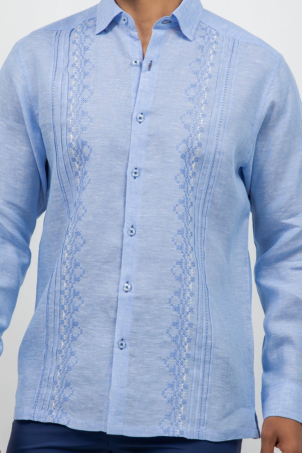Linen Embroidered Dress Shirt Long Sleeve Ceremony