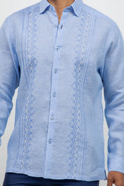 Linen Embroidered Dress Shirt Long Sleeve Ceremony