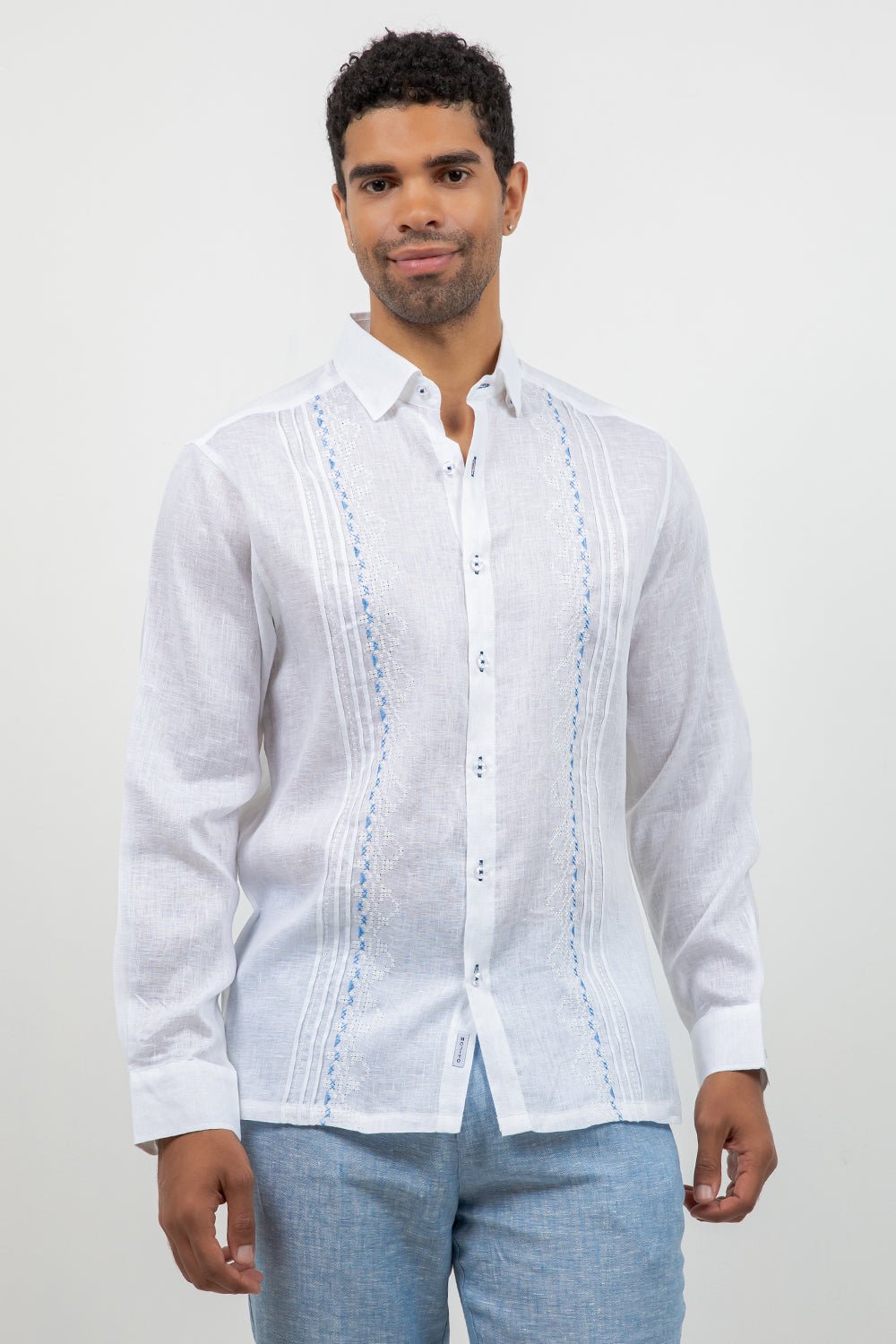Linen Embroidered Dress Shirt Long Sleeve Ceremony