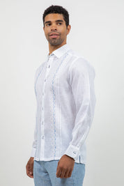 Linen Embroidered Dress Shirt Long Sleeve Ceremony