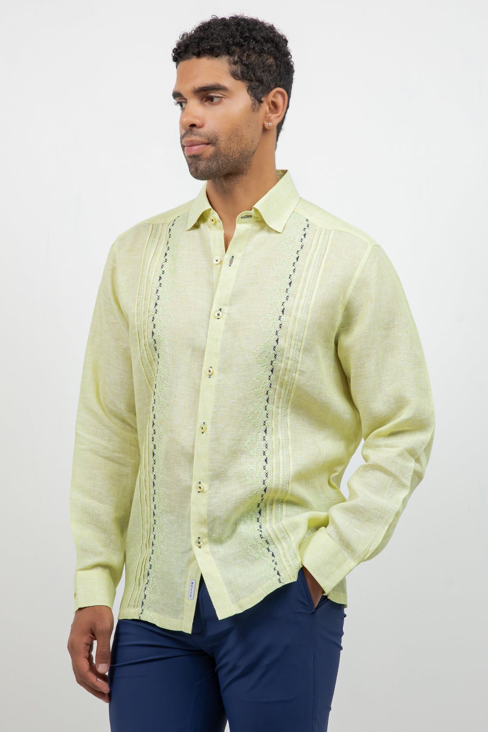 Linen Embroidered Dress Shirt Long Sleeve Ceremony
