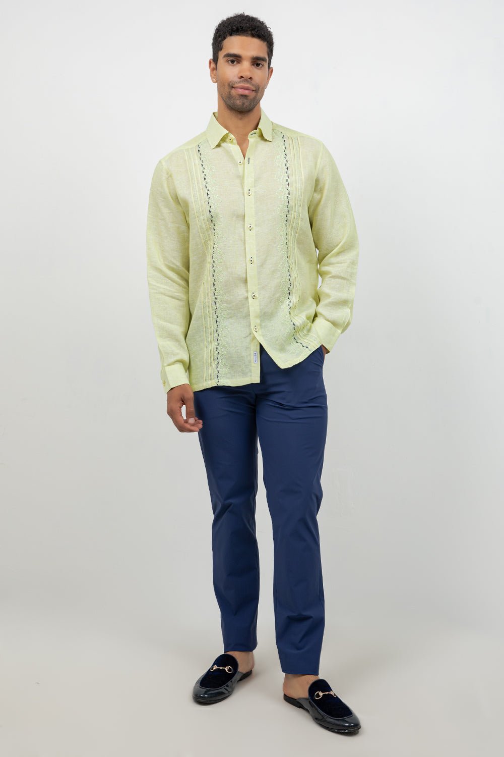 Linen Embroidered Dress Shirt Long Sleeve Ceremony