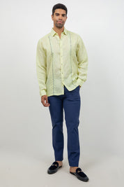 Linen Embroidered Dress Shirt Long Sleeve Ceremony