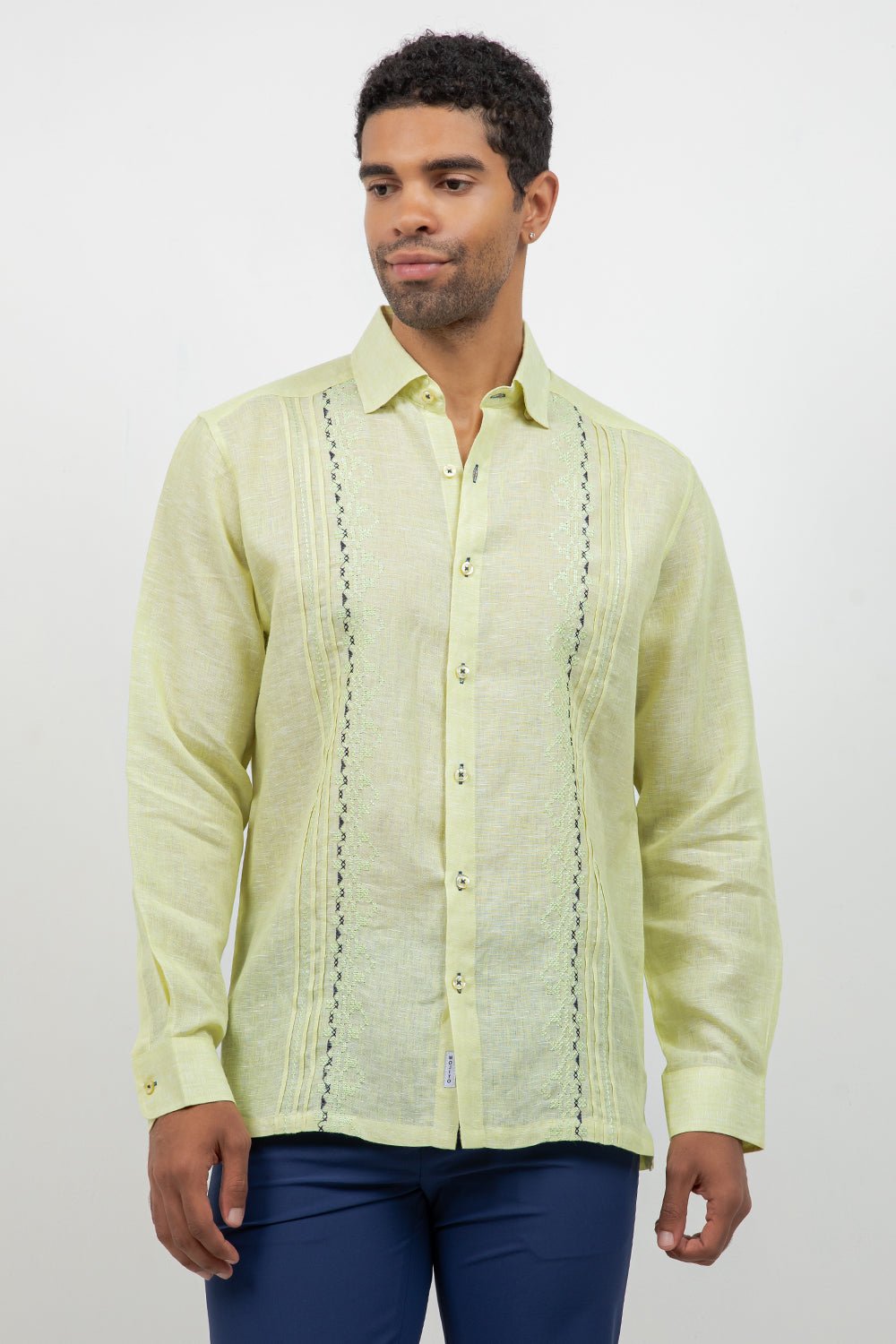 Linen Embroidered Dress Shirt Long Sleeve Ceremony