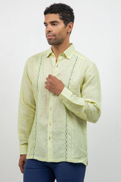 Linen Embroidered Dress Shirt Long Sleeve Ceremony