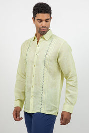 Linen Embroidered Dress Shirt Long Sleeve Ceremony
