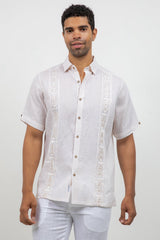 Linen Embroidered Dress Shirt Short Sleeve Sello
