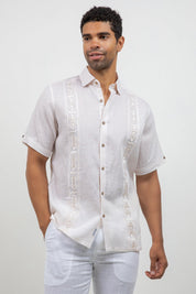 Linen Embroidered Dress Shirt Short Sleeve Sello
