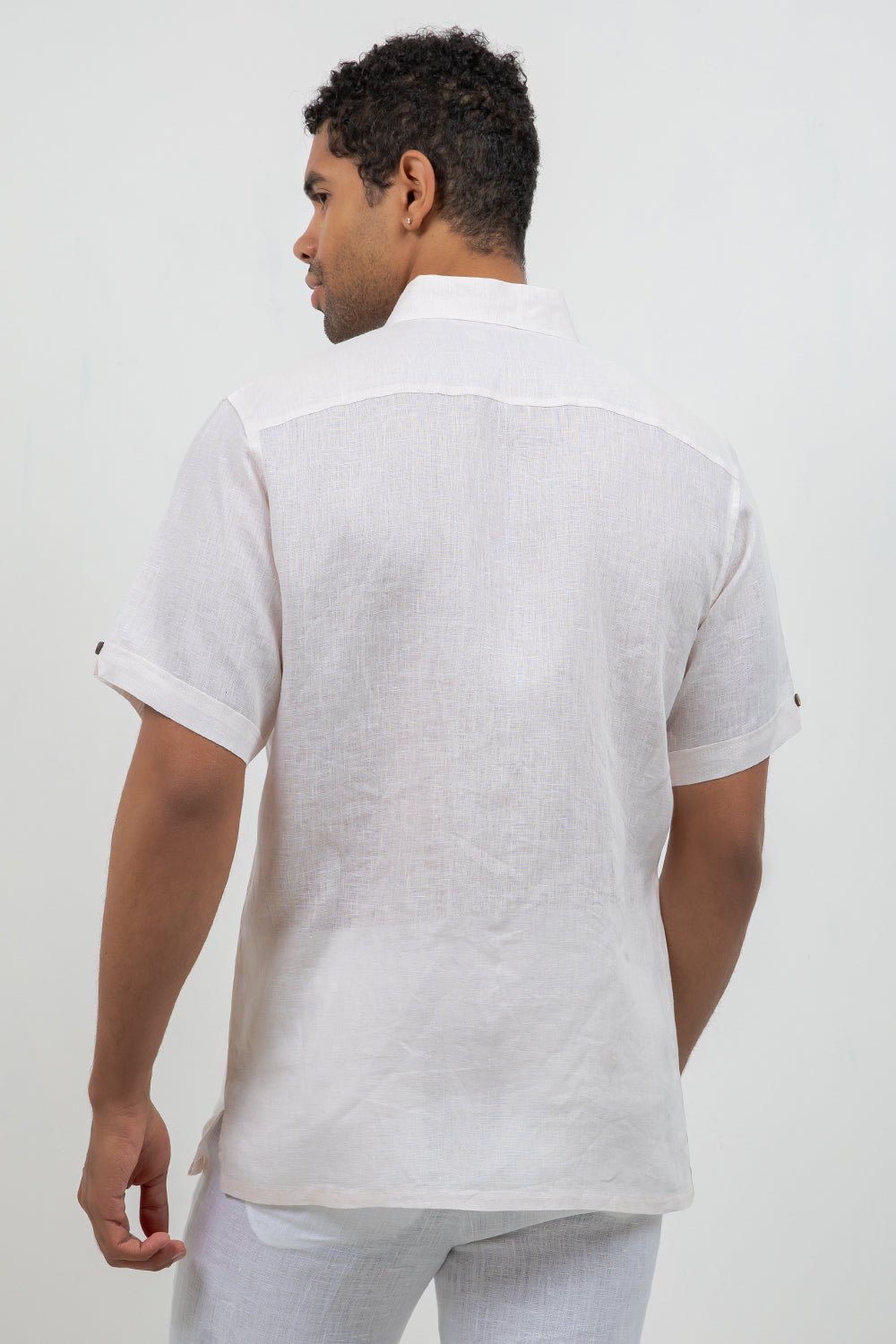 Linen Embroidered Dress Shirt Short Sleeve Sello