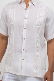 Linen Embroidered Dress Shirt Short Sleeve Sello