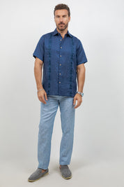 Linen Embroidered Dress Shirt Short Sleeve Sello