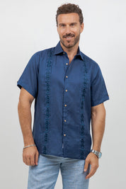 Linen Embroidered Dress Shirt Short Sleeve Sello