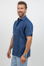 Linen Embroidered Dress Shirt Short Sleeve Sello