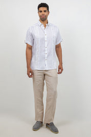 Linen Embroidered Dress Shirt Short Sleeve Sello