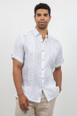 Linen Embroidered Dress Shirt Short Sleeve Sello