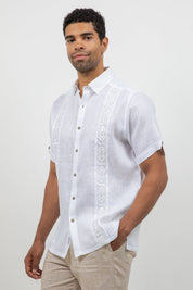 Linen Embroidered Dress Shirt Short Sleeve Sello