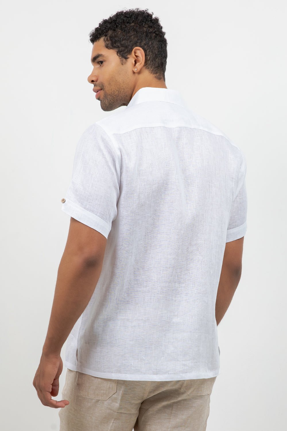 Linen Embroidered Dress Shirt Short Sleeve Sello