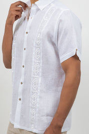 Linen Embroidered Dress Shirt Short Sleeve Sello