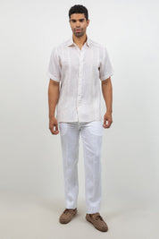 Linen Embroidered Dress Shirt Short Sleeve Refined