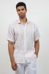 Linen Embroidered Dress Shirt Short Sleeve Refined