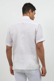 Linen Embroidered Dress Shirt Short Sleeve Refined