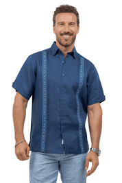 Linen Embroidered Dress Shirt Short Sleeve Refined