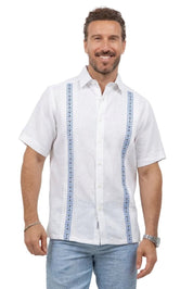 Linen Embroidered Dress Shirt Short Sleeve Refined