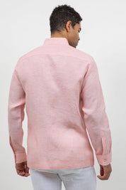 Linen Embroidered Dress Shirt Long Sleeve Scroll