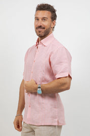 Linen Embroidered Dress Shirt Short Sleeve Signature