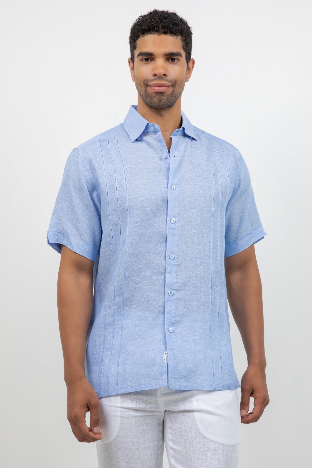 Linen Embroidered Dress Shirt Short Sleeve Signature