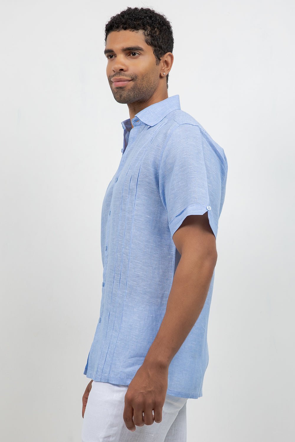 Linen Embroidered Dress Shirt Short Sleeve Signature