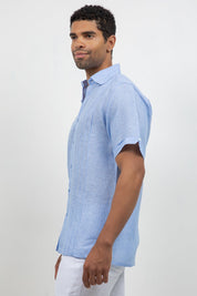 Linen Embroidered Dress Shirt Short Sleeve Signature