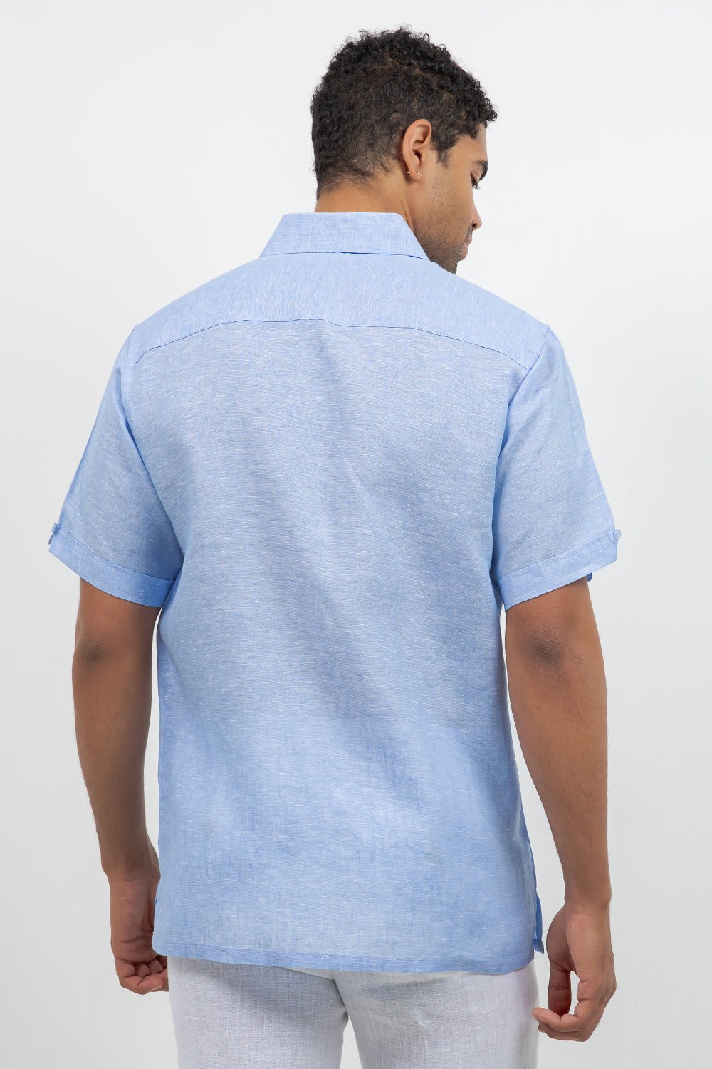 Linen Embroidered Dress Shirt Short Sleeve Signature