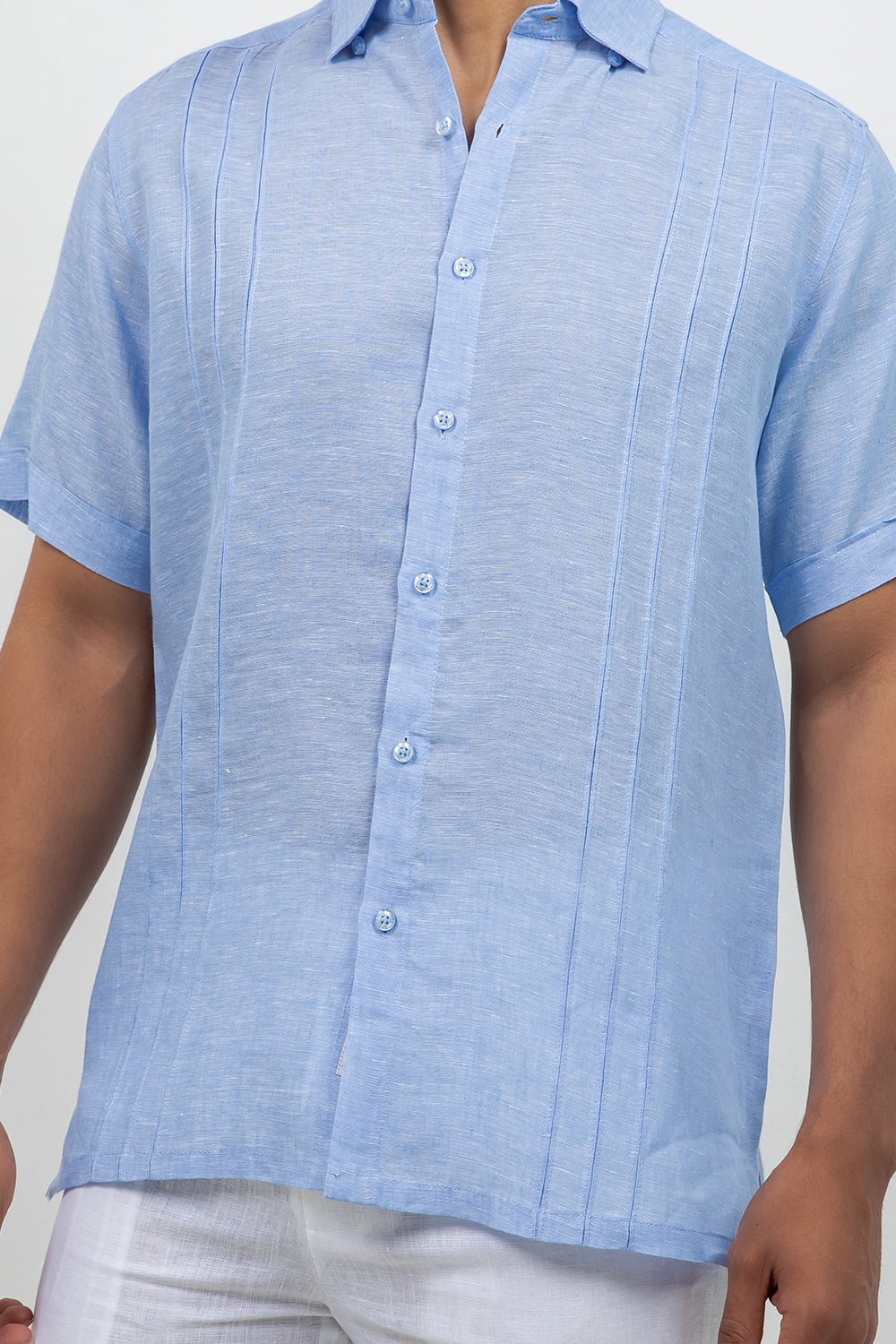 Linen Embroidered Dress Shirt Short Sleeve Signature