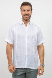 Linen Embroidered Dress Shirt Short Sleeve Signature