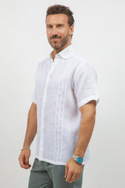 Linen Embroidered Dress Shirt Short Sleeve Signature