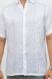 Linen Embroidered Dress Shirt Short Sleeve Signature