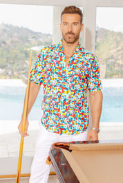 Retro Print Rayon Resort Shirt Short Sleeve