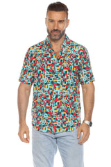 Camisa Hawaiana de Rayón Estampado Retro de Manga Corta
